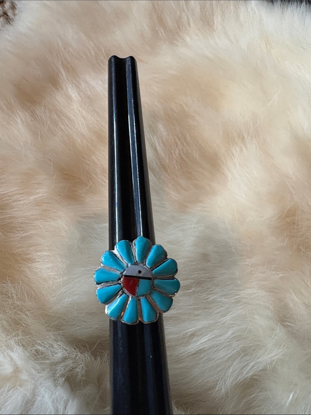Turquoise Flower Inlay Statement Ring